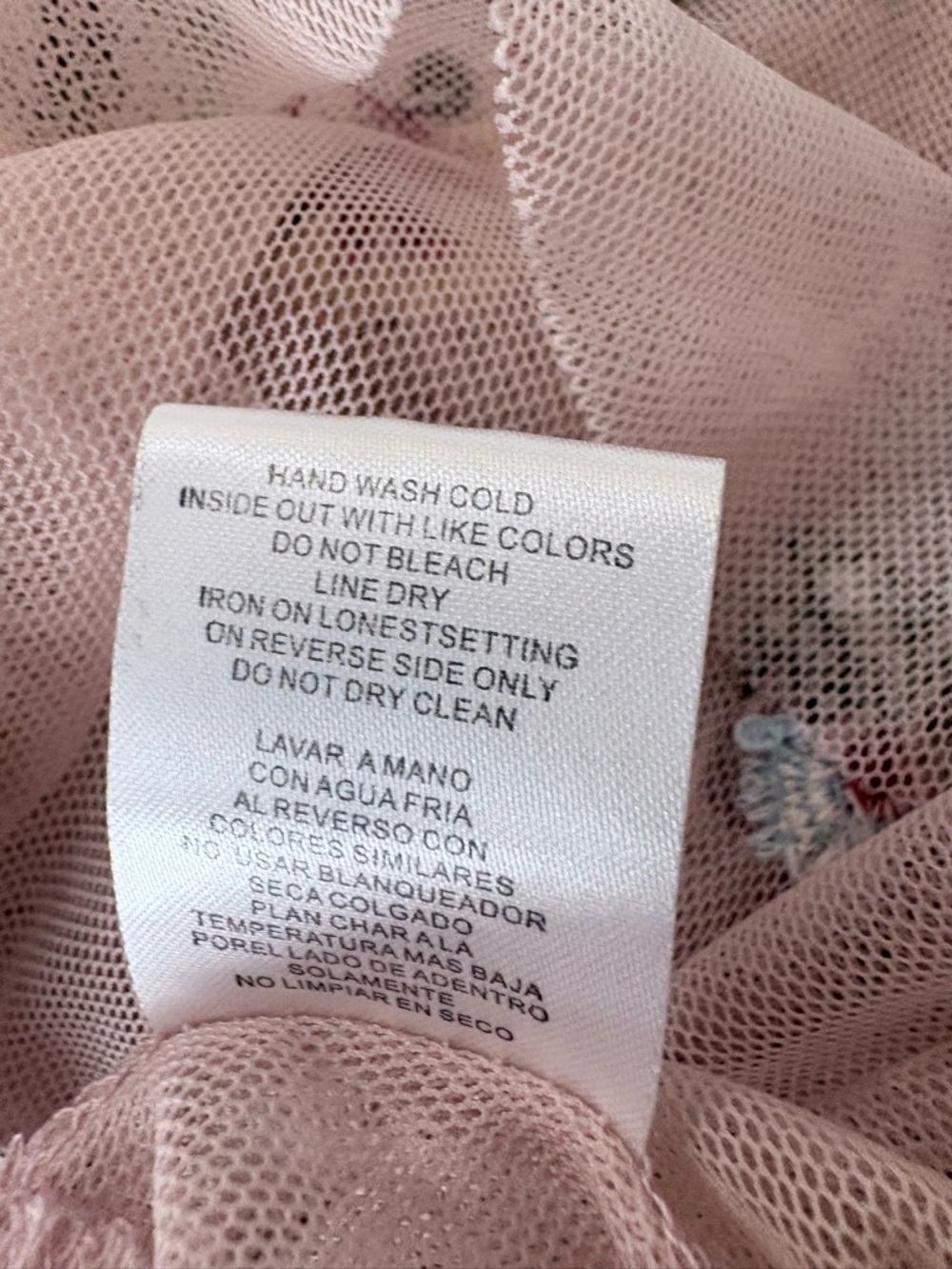 DEMOCRACY Sz S Sheer Mesh Pink Top Floral Embroidery Ruffle Hem & Sleeves Boho - Picture 11 of 13